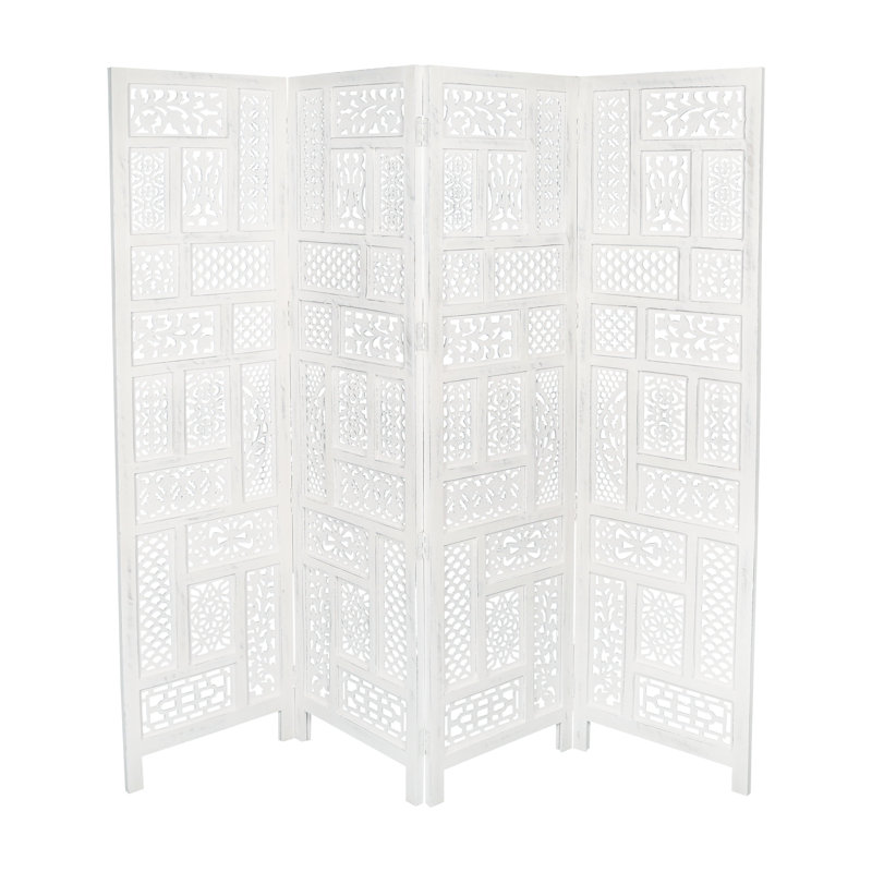 Bracknell 175 cm W x 180 cm H 4 - Panel Folding Room Divider, White