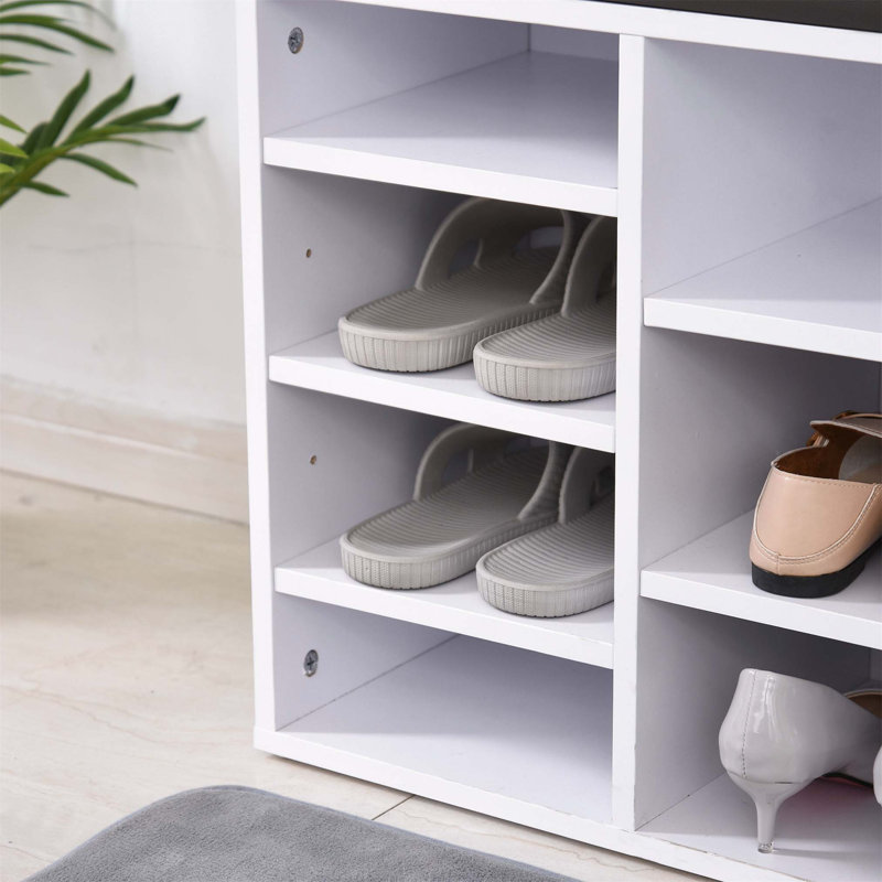 14 Pair Shoe Storage Bench, White