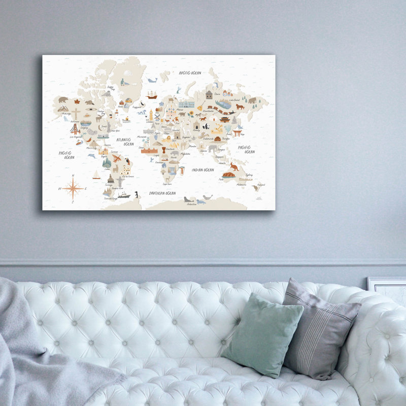 «Around The World 1» par Laura Marshall, art mural sur toile, H 40 po x l 60 po x P 1,5 po