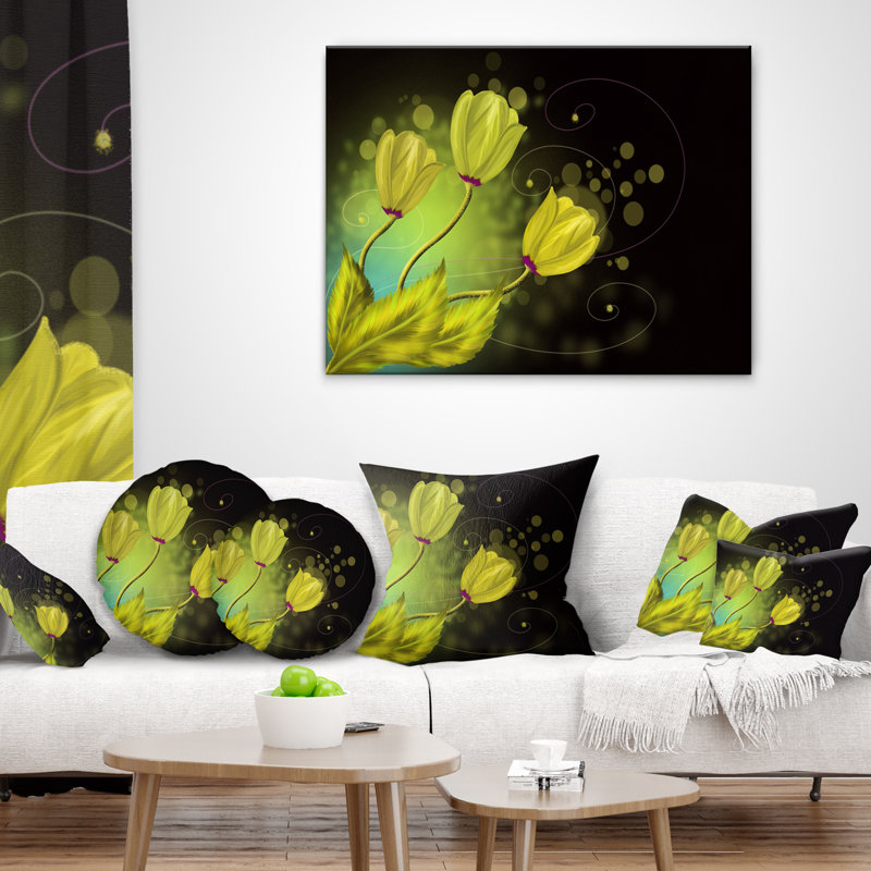 Coussin décoratif fleurs, carte de voeux, 18 po x 18 po, Coussin décoratif