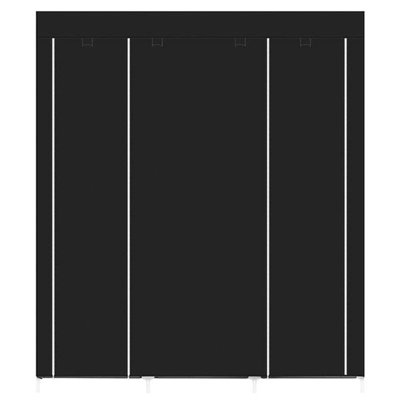 Portable Wardrobe With 9 Shelves & Hanging Rod | Dustproof & Waterproof | Space-Saving Closet for Small Rooms | Durable Non-Woven Fabric & Steel Frame | Easy Assembly | Black | 