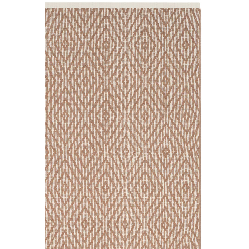 Tapis brun en coton tissé à plat à la main Akihiro, Rectangle 4 pi x 6 pi