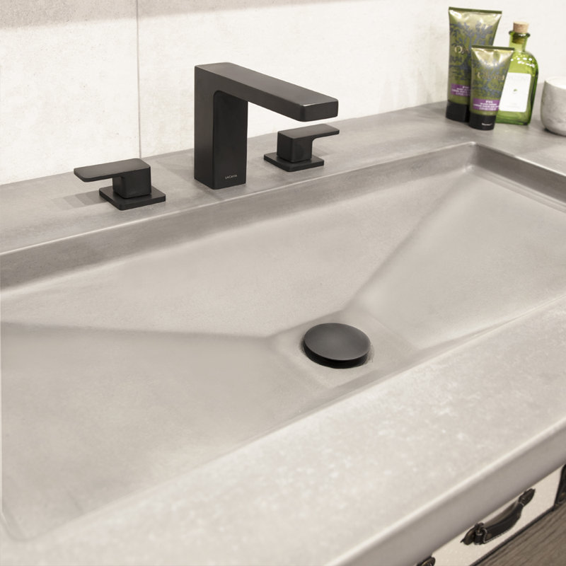 Eleganza Widespread Bathroom Faucet with Drain Assembly, Matte Black, Lever Handle