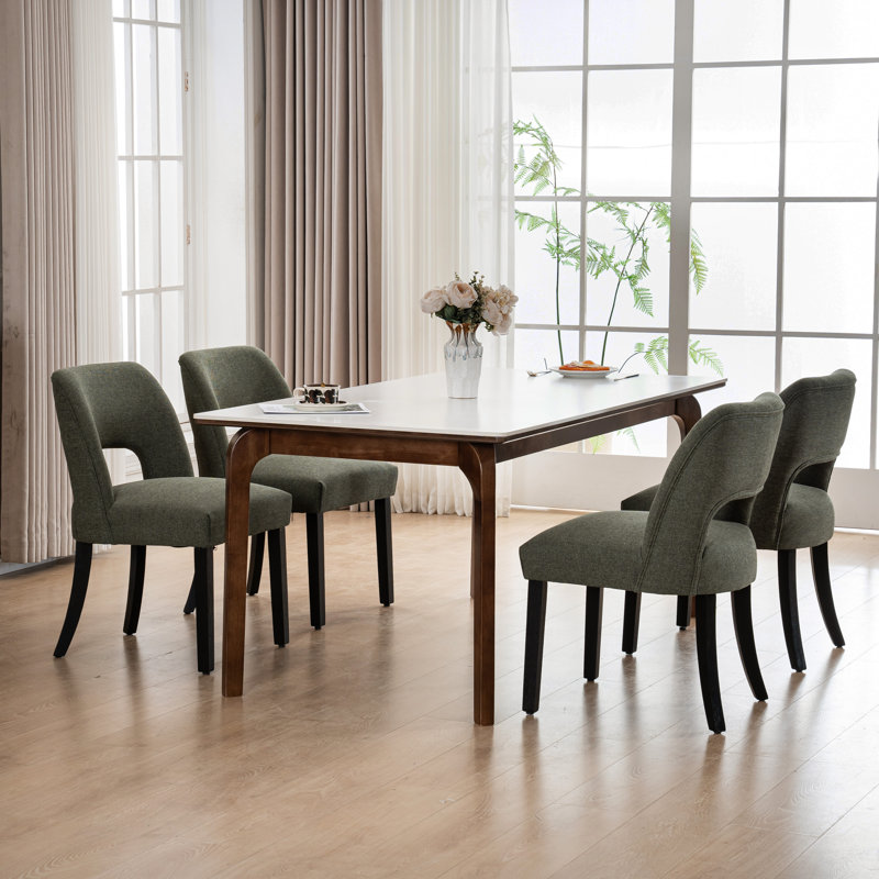 Isfried Upholstered Hollow Back Side Chair, Green, 4