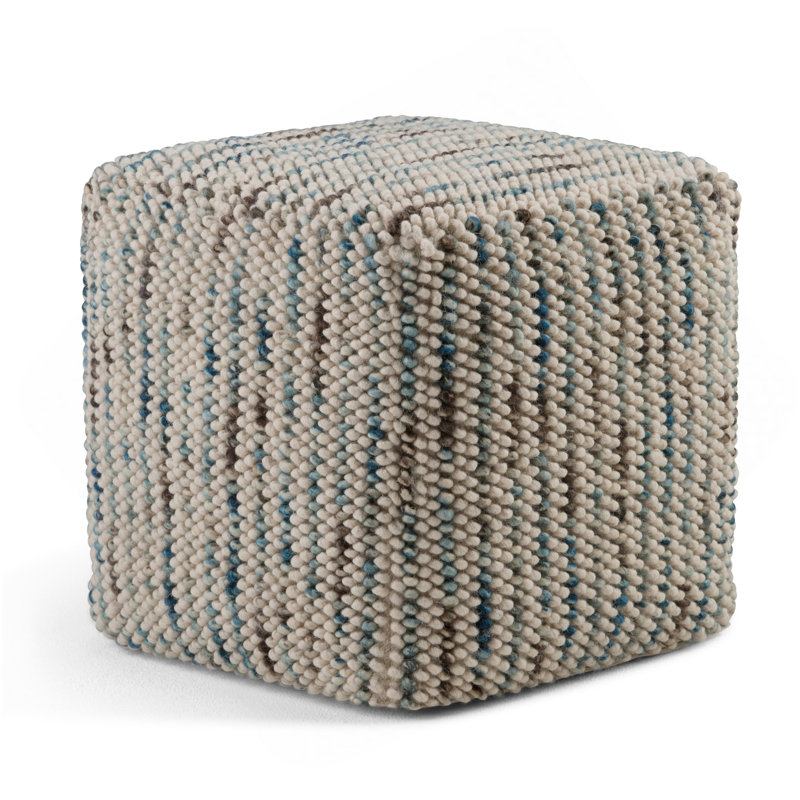 Zoey - Woven Cube Pouf - Multi Color, Multicolor Fabric