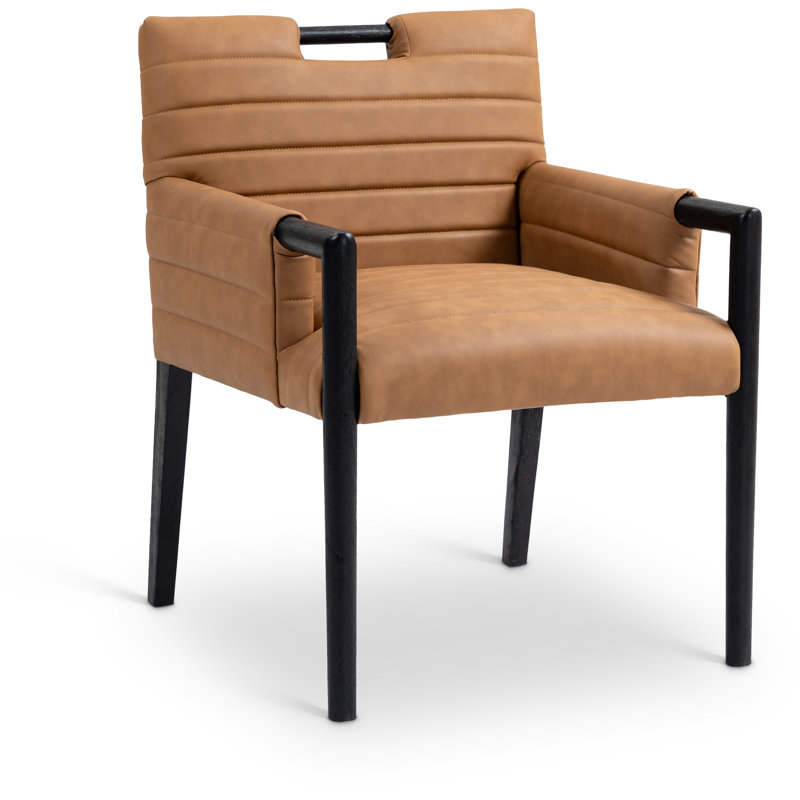 Chaise de salle à manger en cuir Aimee, Cognac, Noir