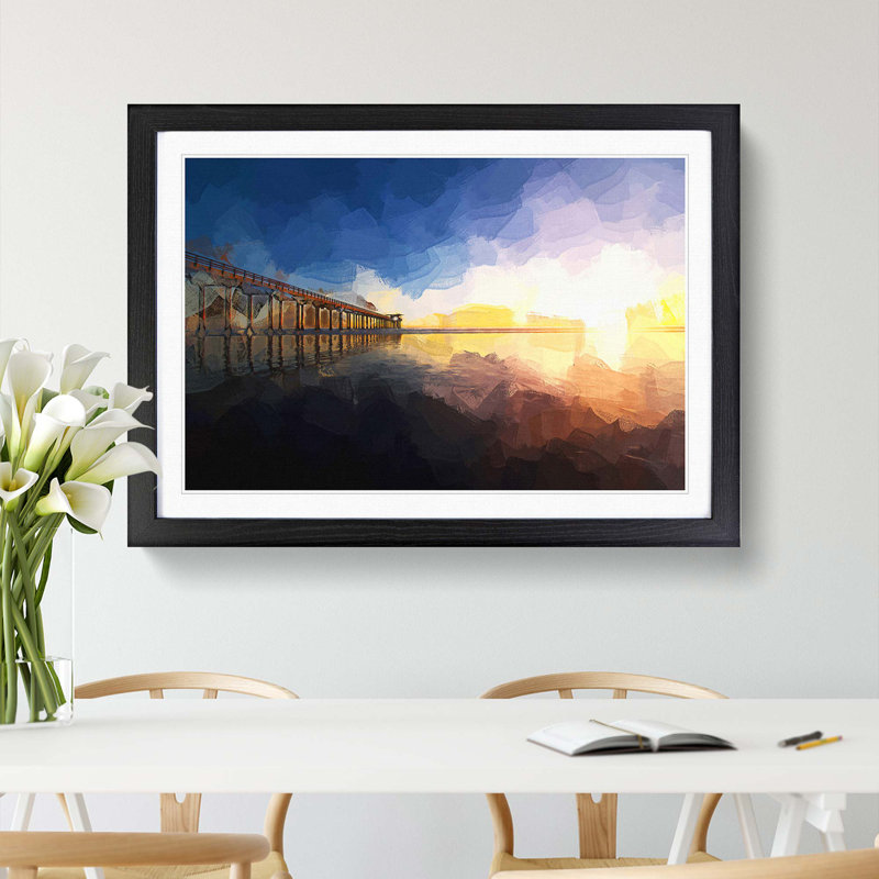 Pier in San Diego - Rectangle Print on MDF, Black Framed, 48cm H x 65cm W x 2cm D