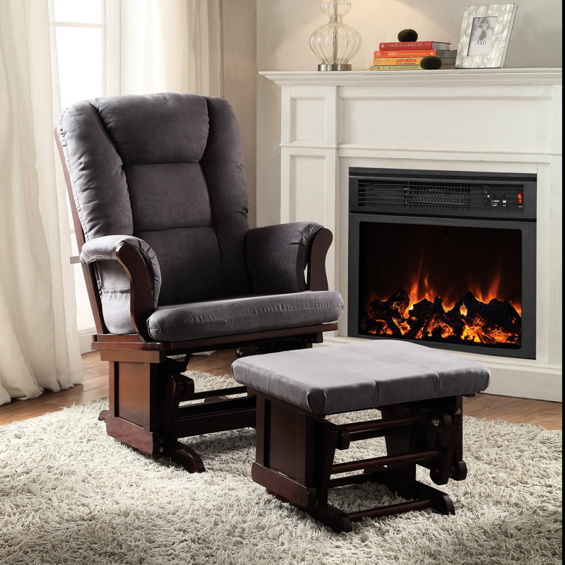 Fauteuil coulissant gris et cerisier avec - microfibre apaisante, design élégant, glissade relaxante pour la vie moderne