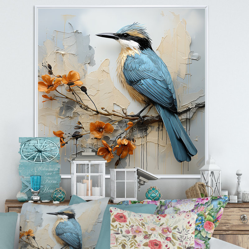 Blue Bird Minimalisme Fleurs II, reproduction d'art sur toile, H 36 po x l 36 po x P 1,5 po, Blanc