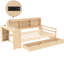 Lit de jour simple en bois naturel avec bureau, bibliothèque et port de recharge pour le coin de la chambre à coucher dans les tiroirs de rangement, confort