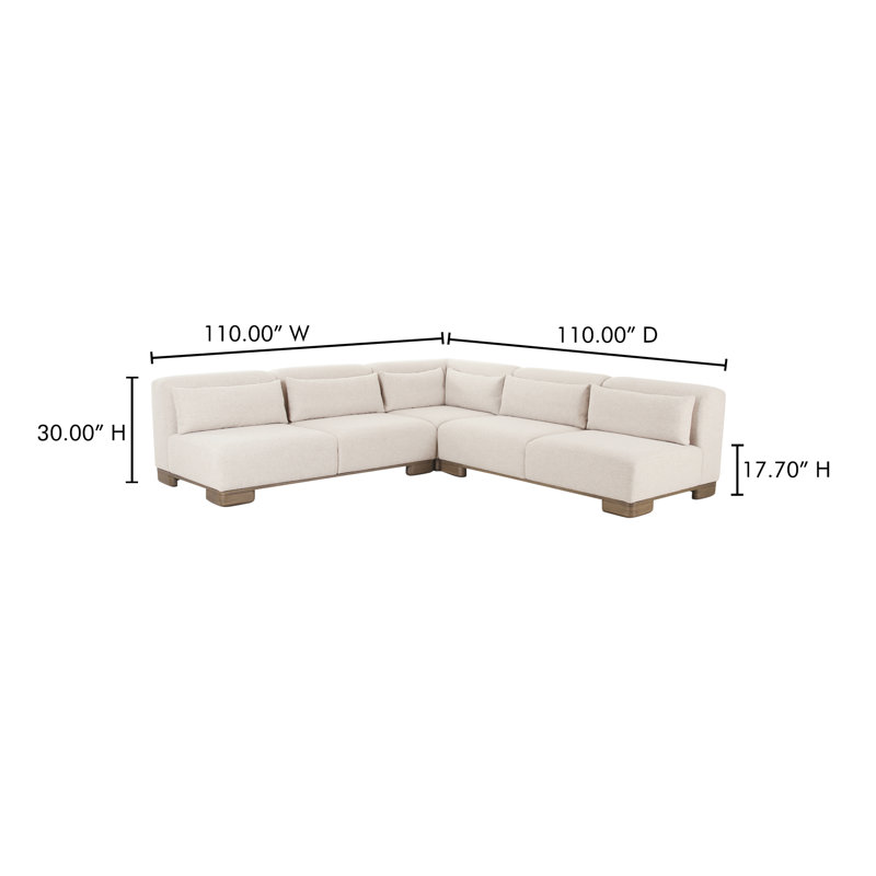 June Modular Sofa Performance Fabric, Beige, 30" H x 110" W x 110" D