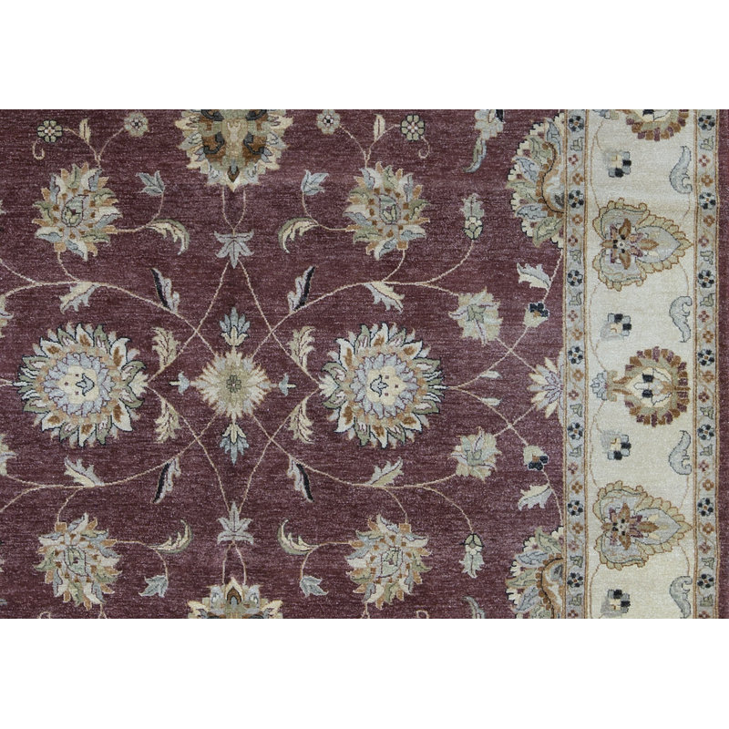 Hand-Knotted High-Quality Wine and Cream Area Rug