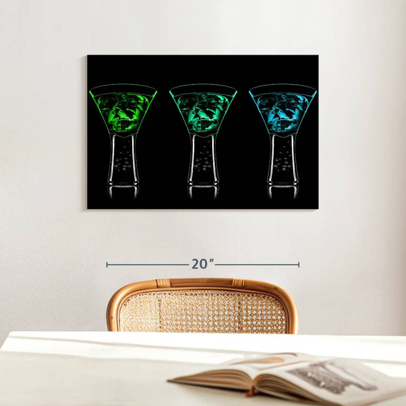 Yarlin bleu vert cocktails, H 16 po x l 24 po