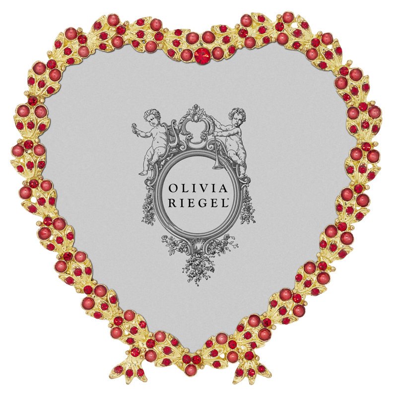 Gold Contessa Heart 3.5" Frame with Ruby Crystals & Red Pearls