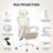 Cream Ergonomic Office Chair - High Back Mesh Chair With Footrest, 2D Adjustable Lumbar Support, Headrest & Spring Cushion (Reclining)
