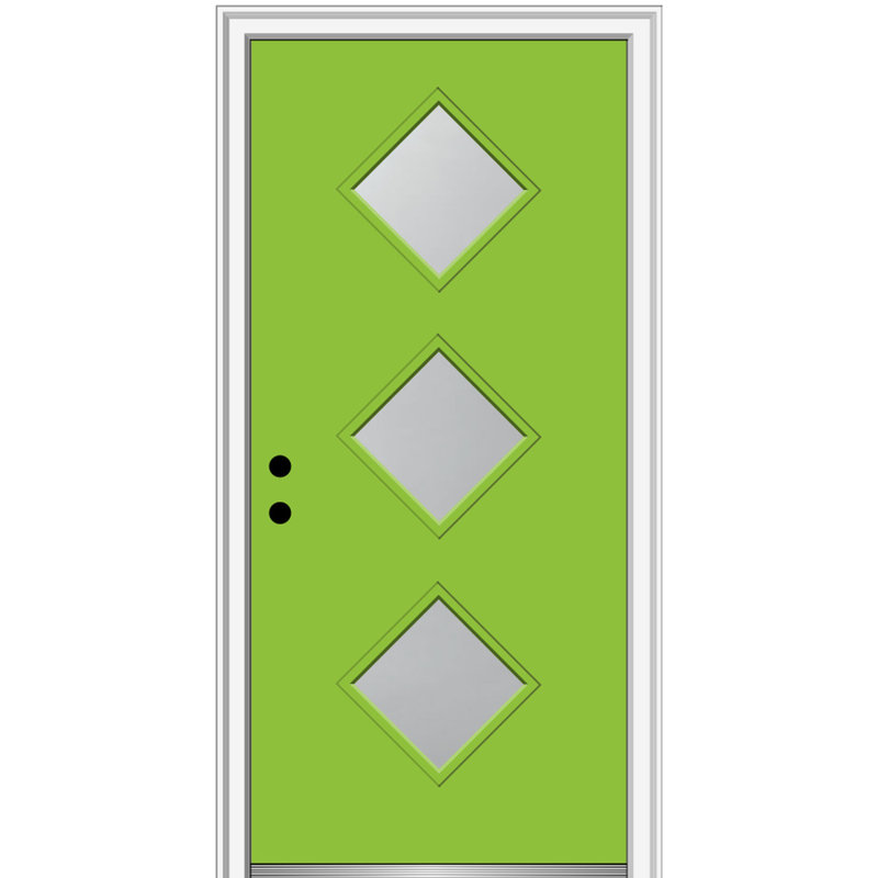 Porte d’entrée pré-raccrochée en acier Spotlight, H 80 po x l 30 po x P 1,75 po, S'ouvre à droite vers l'intérieur, Noir