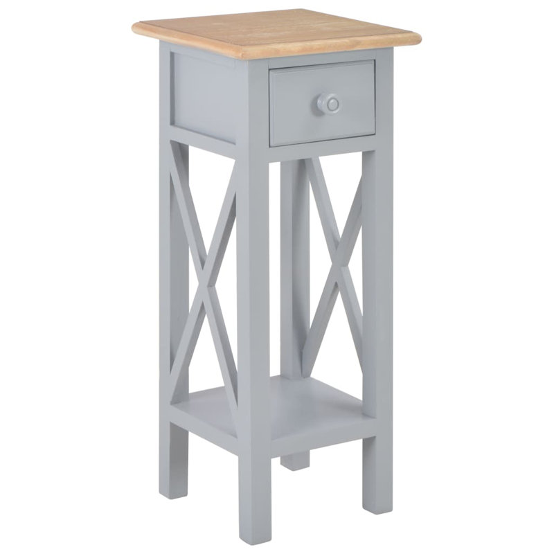 Spielman Glass End Table with Storage, Gray, Brown