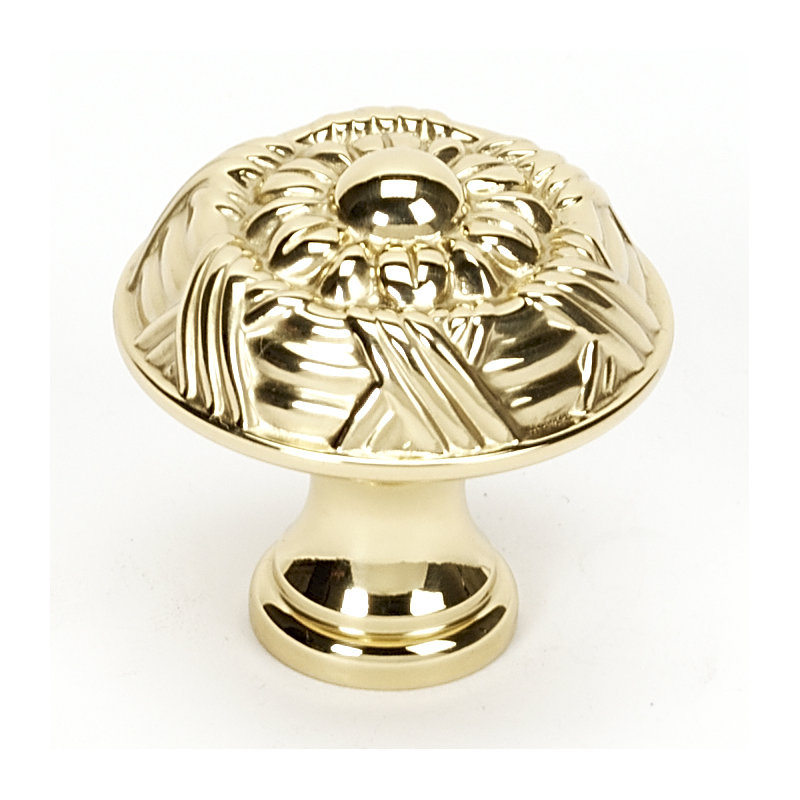 Ribbon And Reed Mushroom Knob, Polished Brass
