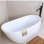 Kingston Brass Aqua Eden 59-Inch Acrylic Oval Single Slipper Freestanding Tub with Drain