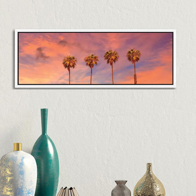 Palm Trees Sunset by Melanie Viola - Panoramic Print on Canvas