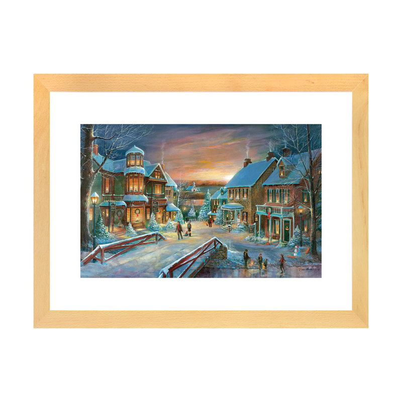 Home for the Holiday par Ruane Manning - reproduction d'art, Toile avec cadre en bois beige, Blanc
