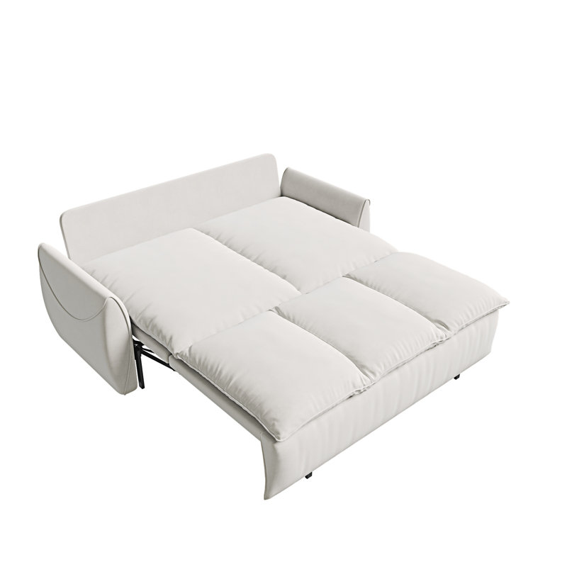 Canapé-lit escamotable, canapé-lit convertible 3 places avec ensemble d'oreillers et de couvertures 2 en 1, Beige