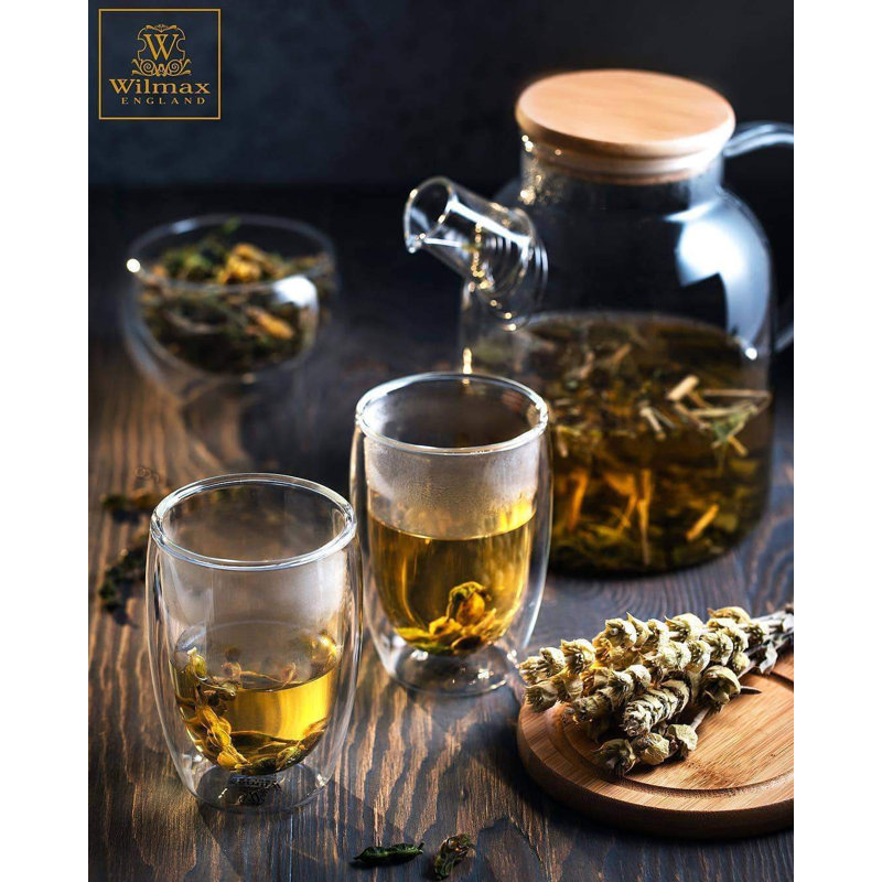 Set of 6 Clear Borosilicate Double-Walled Glasses, 6.8 oz