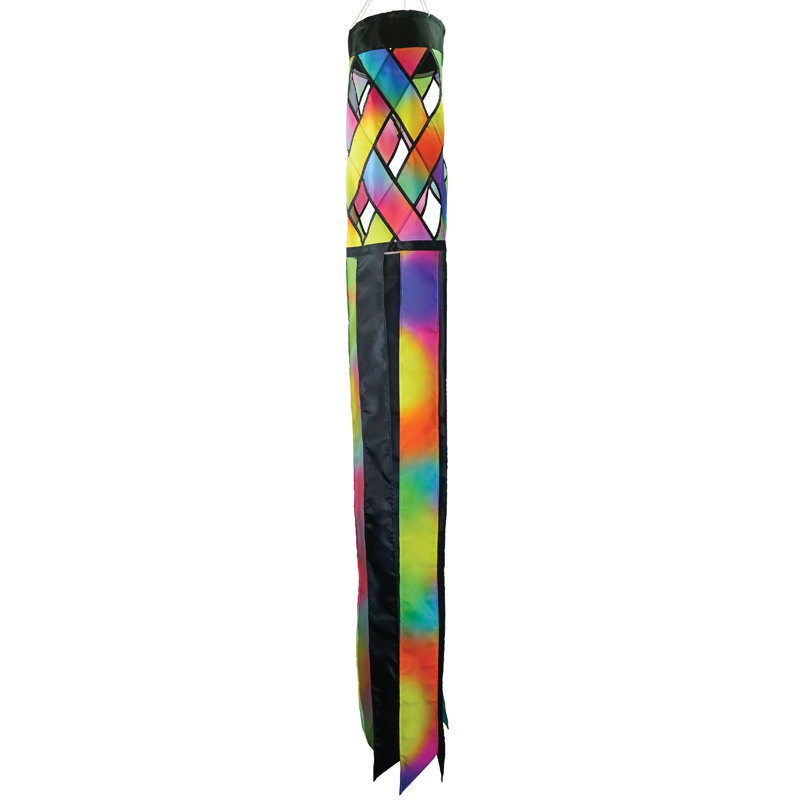 Colorful Lattice Polyester Outdoor Windsock with Tails