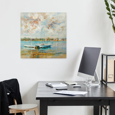 Au bord de l'eau, art abstrait de paysage côtier
