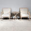 Chaise d'appoint française avec structure en bois traditionnelle, revêtement en lin et finition patinée pour une décoration intérieure élégante-2000217501-2000217502