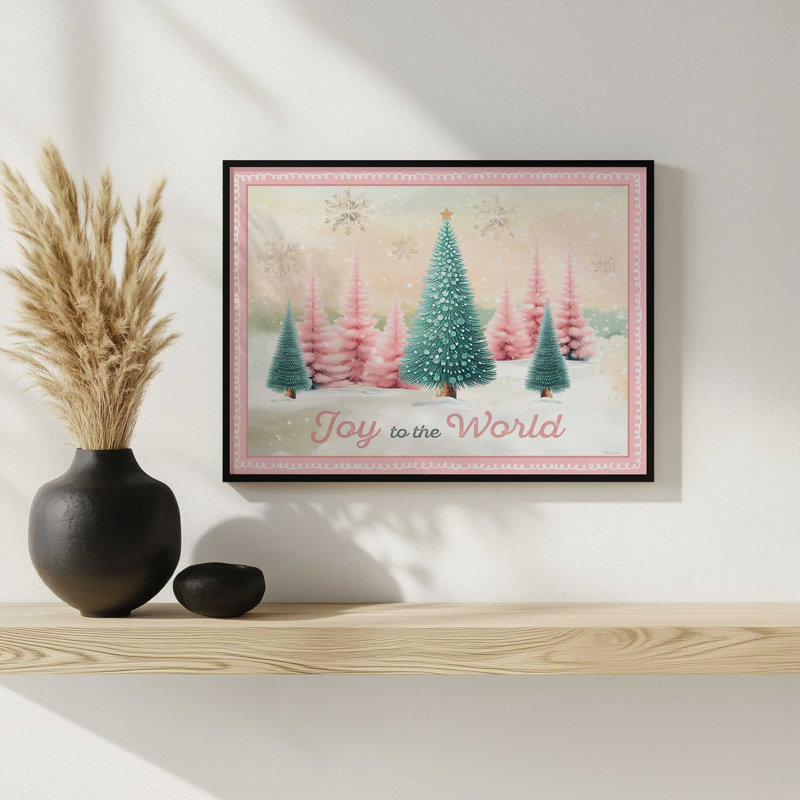 «Joy to the World Trees» par Nicole DeCamp, reproduction d'art, Argent, L 32 po x H 24 po, Impression encadrée
