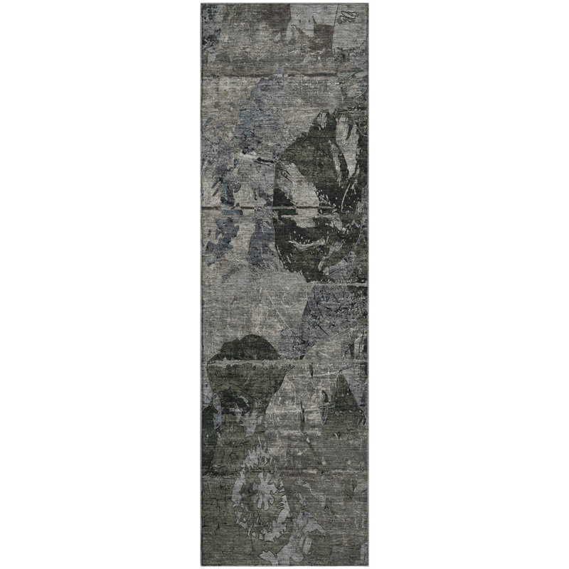 Premium Machine Washable Cerrito AMF555 Gray Rug, Runner 2'3" x 7'6"