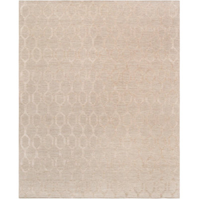 Tapis beige / marocain rectangulaire en coton / laine fait à la main 5 pi x 8 pi Vuto