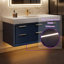Meuble-lavabo bleu 48 po avec comptoir en marbre d'ingénierie, lavabo simple encastrable, six tiroirs à fermeture en douceur