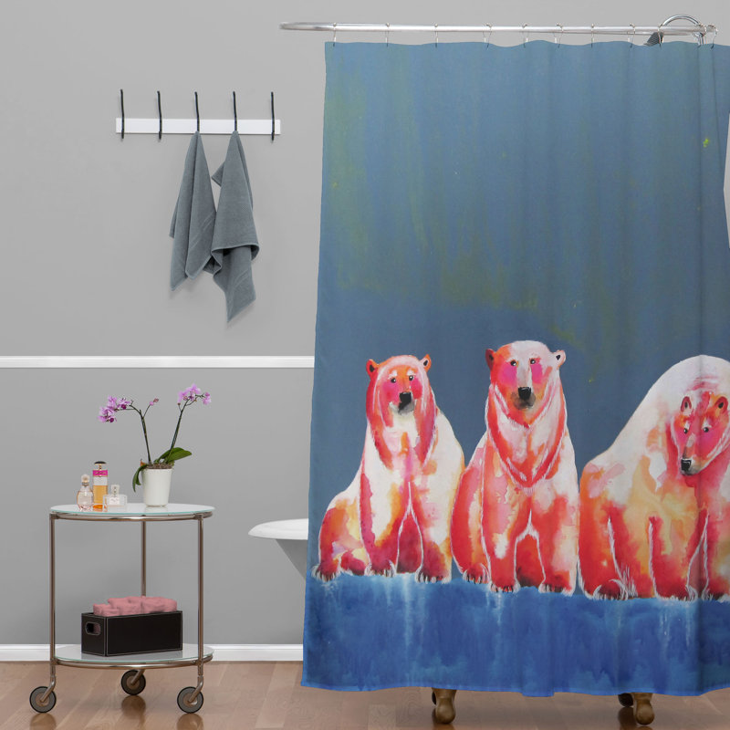 Rideau de douche simple polarbear rosé