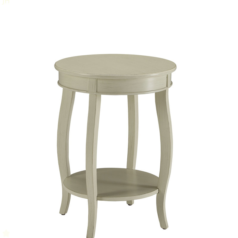 ACME Aberta Accent Table, Antique White, White