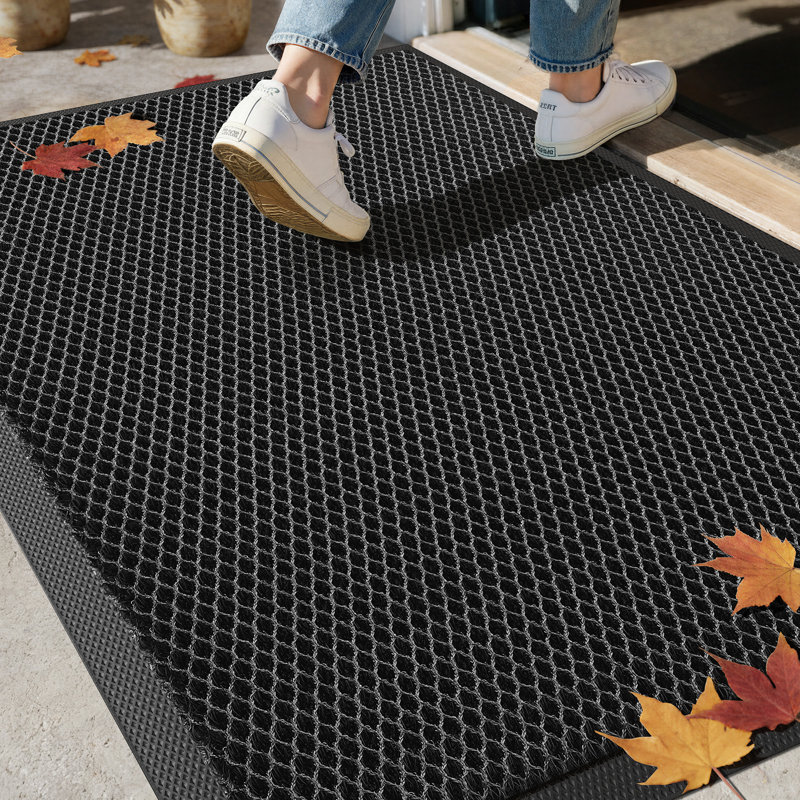 Non-Slip Outdoor Doormat, Black Gray, 47" W x 71" L