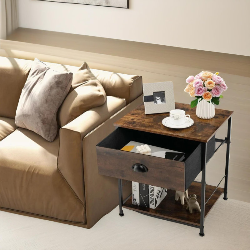 Bashuk Manufactured Wood 2 Bedside Tables with Storage Drawers End Side Table