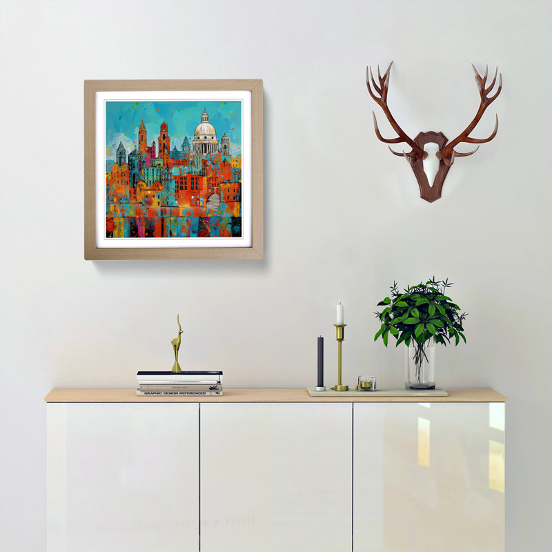 City Of Liverpool Expressionism - Framed Print, Oak