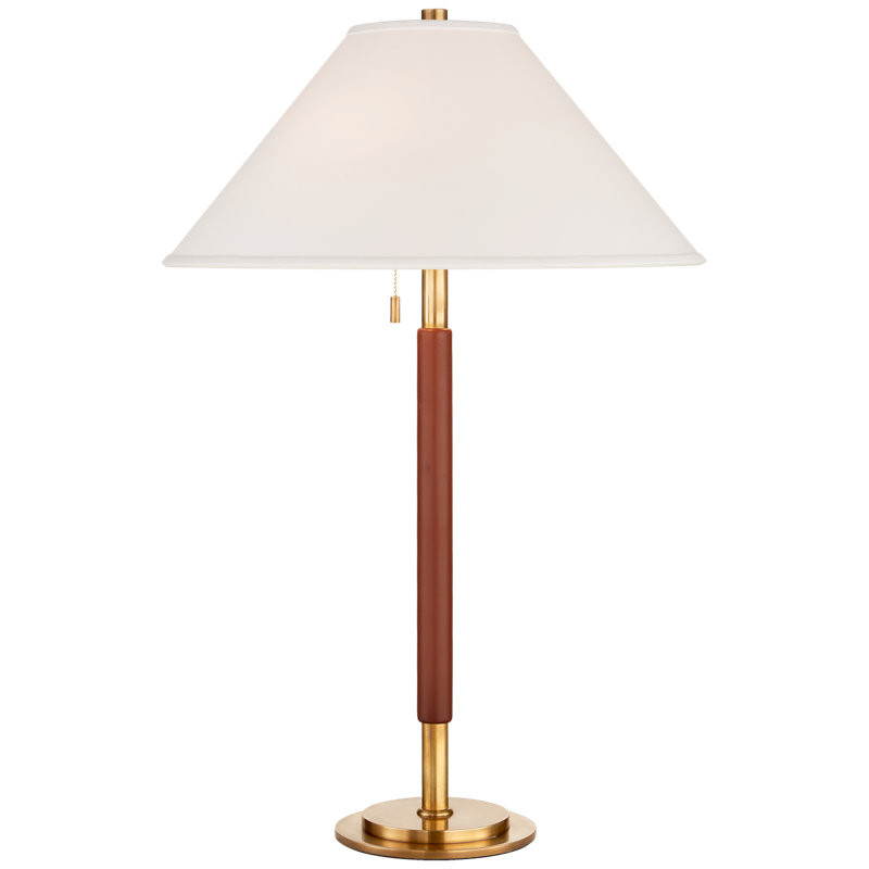 Ralph Lauren Garner 2 Light Standard Table Lamp, Natural Brass/Saddle
