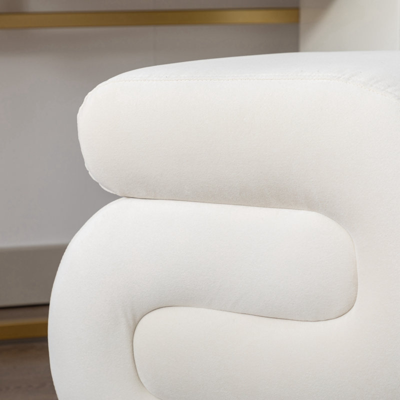 Velvet Ottoman, White Velvet