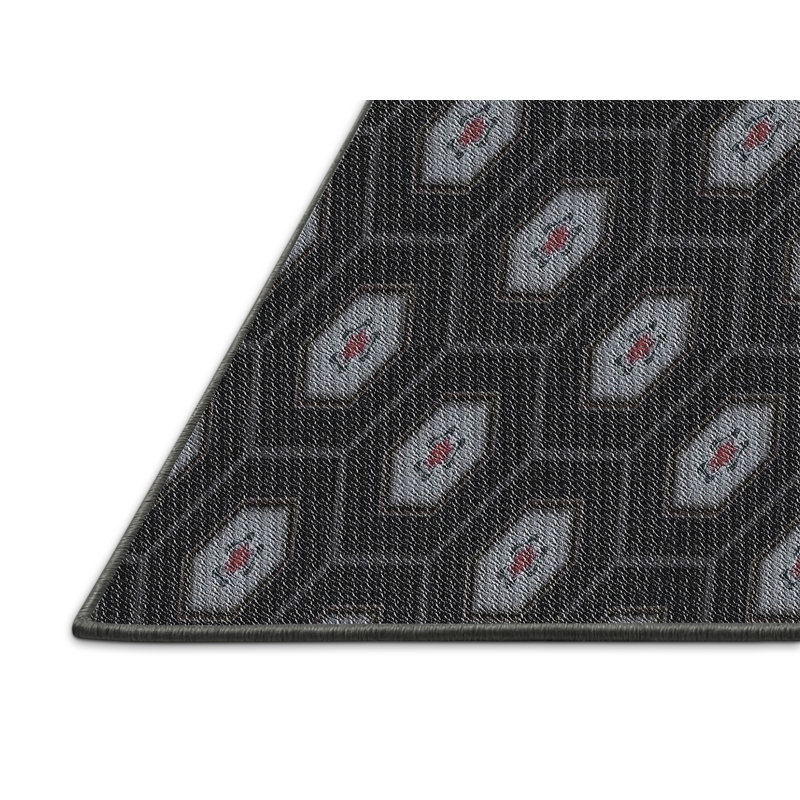 Laine tissée à la main avec motif géométrique en laine et polyester gris/noir Tapis décoratif, Rectangle 5 pi x 7 pi