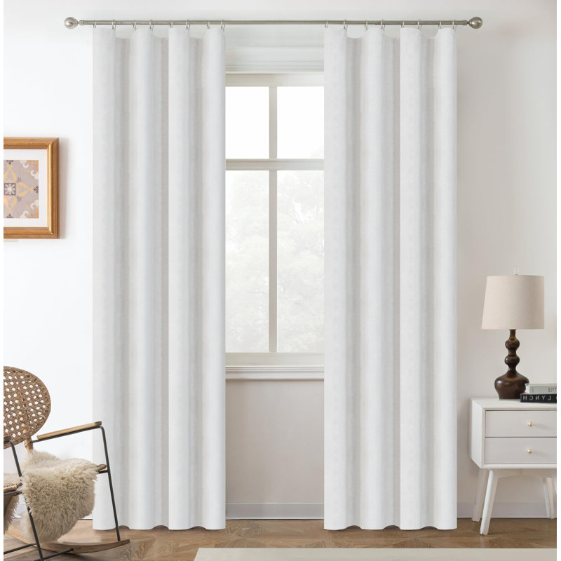 100% Blackout Curtain Liners for Bedroom Noice Reducing Thermal Insulated Liners for Living Room with 18 Pcs Rings 2 Panels Set