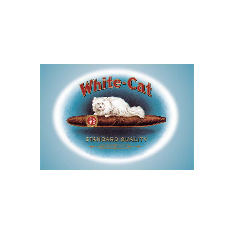 « white-cat cigares », affiche rétro, H 44 po x l 66 po x P 1,5 po