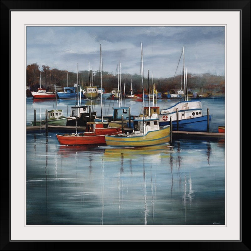 'sky Harbor By Sydney Edmunds Impression De Peinture, 32" H x 32" L x 1" P, Noir encadré