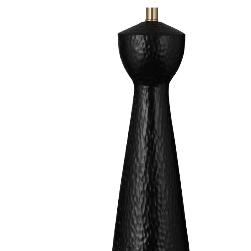 Ensemble de 2 lampes de table moderne noir texturé avec abat-jour en lin blanc, hauteur de 31 po