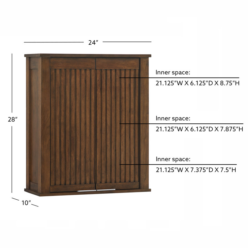 Through Lines Wall Mounted Bathroom Wall Cabinet, Brown