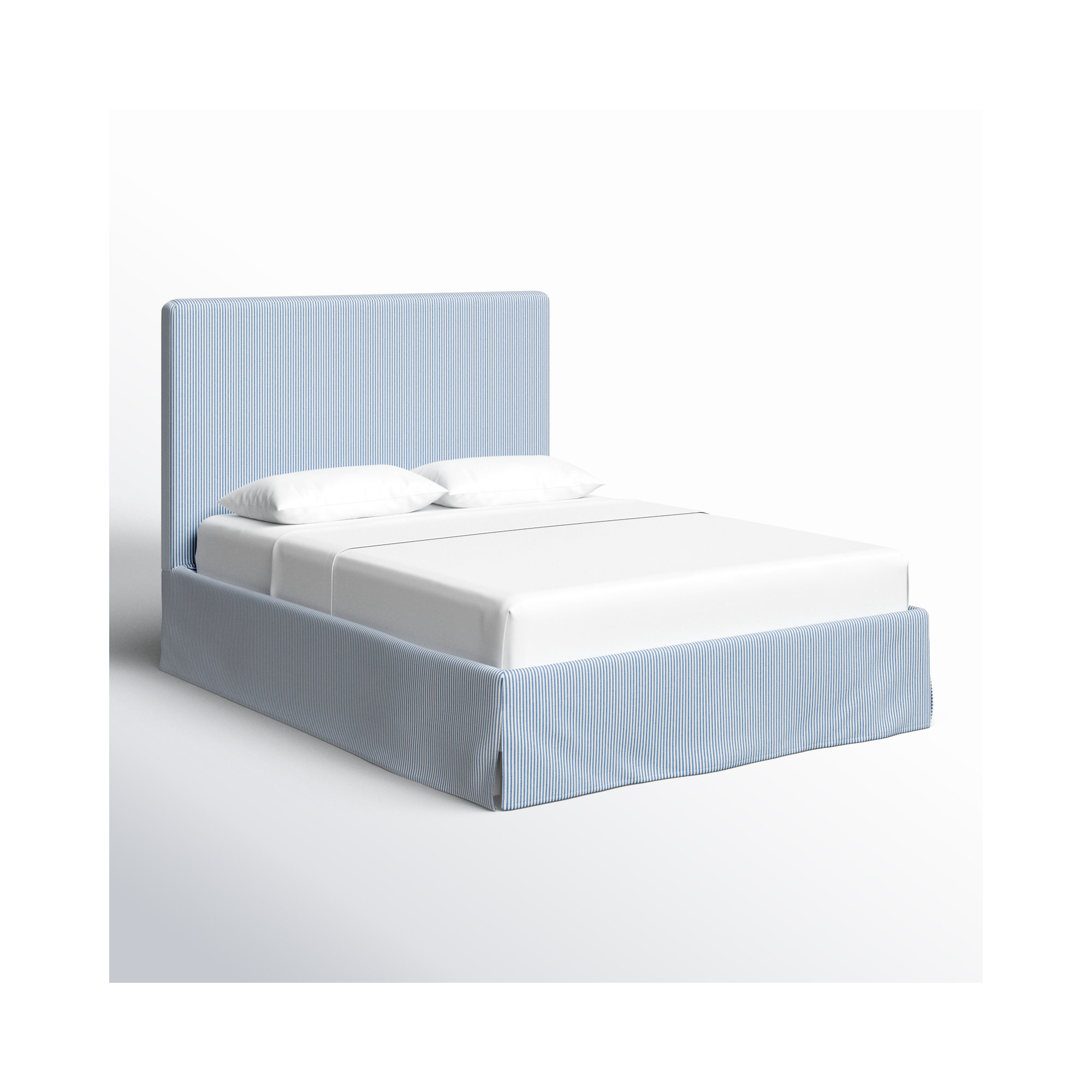 Verona Upholstered Slipcover Bed, Full, Prep Stripe Blue