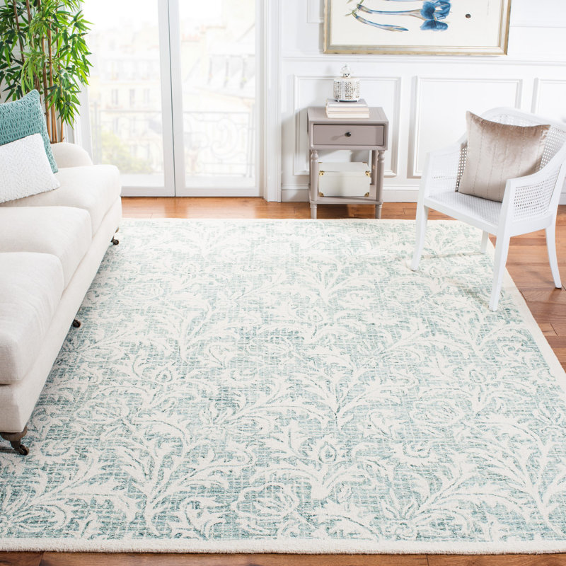 Rumbaugh Hand Tufted Wool And Cotton Floral Rug, Rectangle 8' x 10'