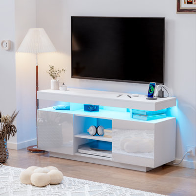 Modern 47.2/55.1 in Media Console with Outlet and RGB LED Light, TV Stand for TVs up to 65/55 inch
